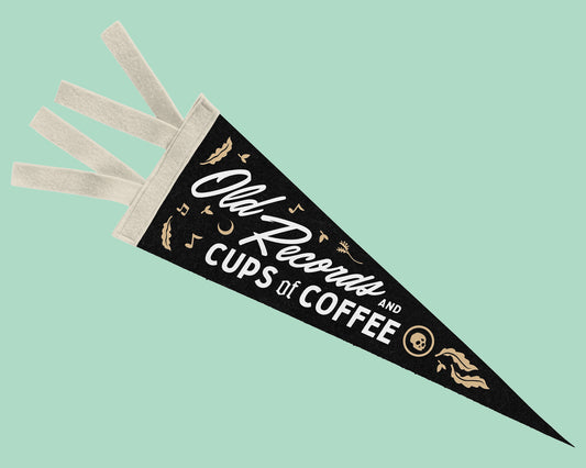 Old Records and Cups Of Coffee Pennant Flag